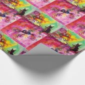 LADY MIT SCHWARZKATZE / Venezianischer Maskerade Geschenkpapier (Ecke)