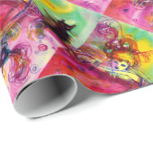 LADY MIT SCHWARZKATZE / Venezianischer Maskerade Geschenkpapier (Rolleneckpunkt)