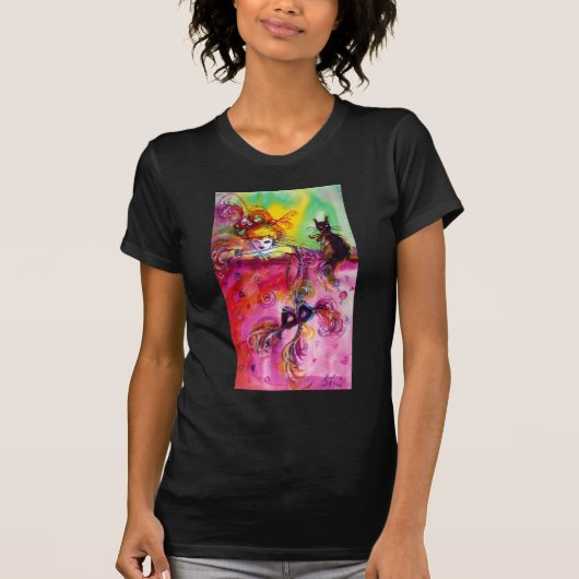 LADY MIT SCHWARZKATZE / Venezianischer Maskerade T-Shirt (Vorderseite)