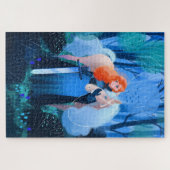 Lady mit Schwert und Weißen Pferd Puzzle (Horizontal)