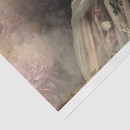 Lady mit Sonnenschirm, Vogel & Birdcage, Blütentie Seidenpapier (Ausschnitt)