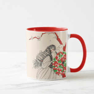 LADY MIT UMBRELLA Art Deco Schöne Mode Tasse