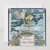 LADY MIT UNICORN BRAUTPARTY PARTY Blue White Einladung (Vorderseite)