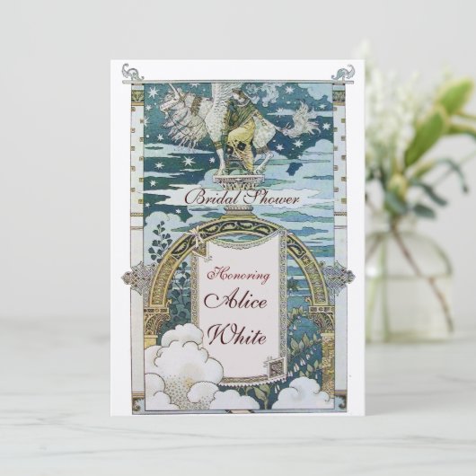 LADY MIT UNICORN BRAUTPARTY PARTY EINLADUNG (Stehend Vorderseite)