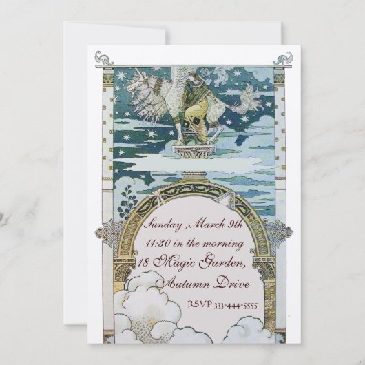 LADY MIT UNICORN BRAUTPARTY PARTY GOLD EINLADUNG (Rückseite)