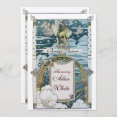 LADY MIT UNICORN BRAUTPARTY PARTY GOLD EINLADUNG (Vorne/Hinten)