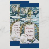 LADY MIT UNICORN BRAUTPARTY PARTY Gold Einladung (Vorne/Hinten)