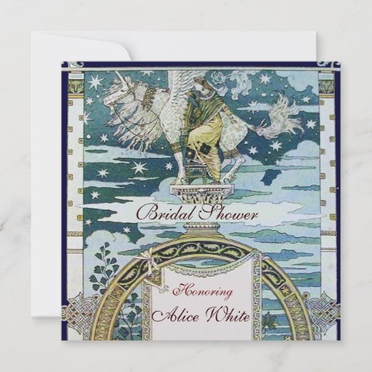 LADY MIT UNICORN BRAUTPARTY PARTY Silver Einladung (Vorderseite)