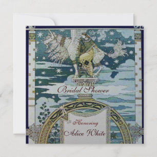 LADY MIT UNICORN BRAUTPARTY PARTY Silver Einladung