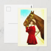 Lady mit Vintager Pferdekunst Postkarte (Vorne/Hinten)