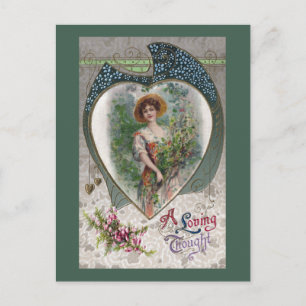 Lady mit Vintager Romantik Postkarte