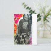 Lady Mit Zwei Hunden Collage Postkarte (Stehend Vorderseite)