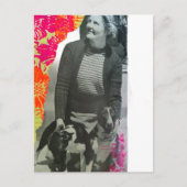 Lady Mit Zwei Hunden Collage Postkarte (Vorderseite)