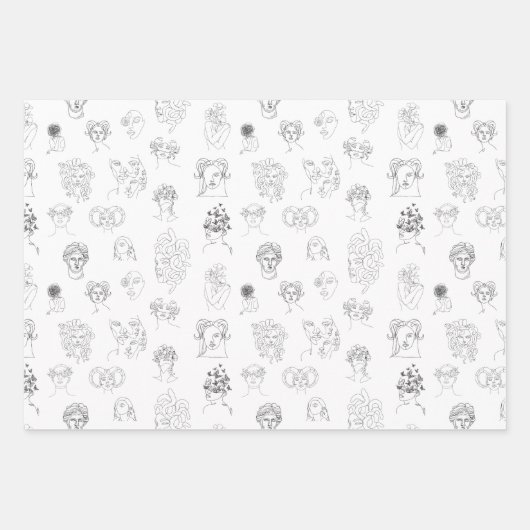 Lady Monster Wrapping Paper Flat Sheet Set 3 Geschenkpapier Set (Vorderseite)
