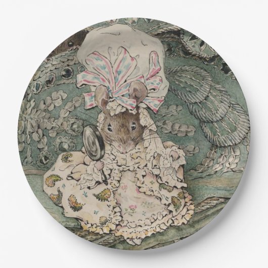 Lady Mouse in einer Mob Cap (von Beatrix Potter) Pappteller (Vorderseite)