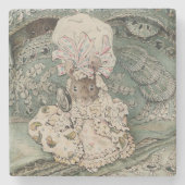 Lady Mouse in einer Mob Cap (von Beatrix Potter) Steinuntersetzer (Vorderseite)