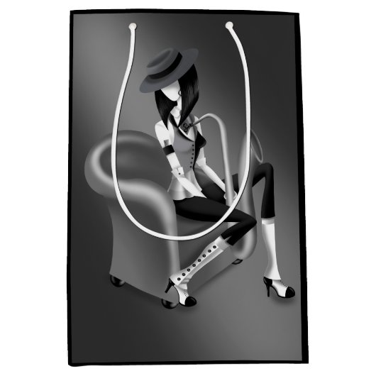 Lady Musician - Vintag Jazz Elegance Mittlere Geschenktüte (Vorderseite)