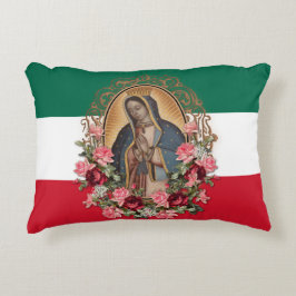 Lady of Guadalupe Mexikanische Flagge Religiöse A Dekokissen
