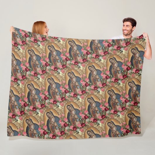 Lady of Guadalupe Santa Maria Spanische Jungfrau F Fleecedecke (Beispiel)