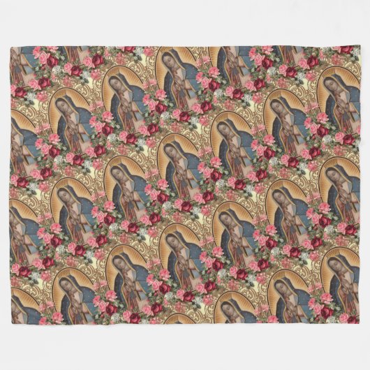 Lady of Guadalupe Santa Maria Spanische Jungfrau F Fleecedecke (Vorderseite (Horizontal))