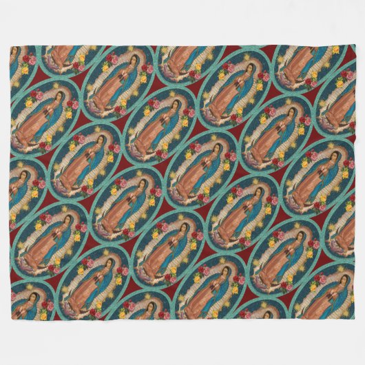 Lady of Guadalupe Santa Maria Spanische Jungfrau F Fleecedecke (Vorderseite (Horizontal))