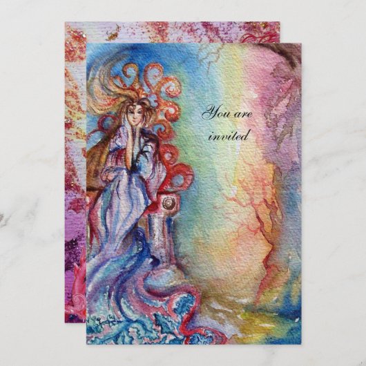 LADY OF LAKE 1, strahlend blauer Rosa Einladung (Vorne/Hinten)