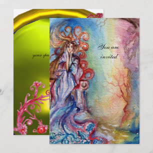 LADY OF LAKE , lebhaft hellblau rosa gelb Einladung