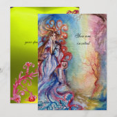 LADY OF LAKE , leuchtend blau-pink-gelb Einladung (Vorne/Hinten)