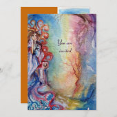 LADY OF LAKE , leuchtend blau-pink-gelb Einladung (Vorne/Hinten)