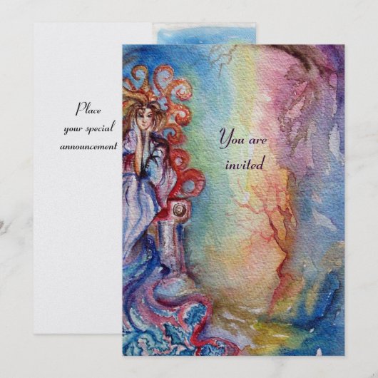 LADY OF LAKE , pulsierendes, rosa metallisches Eis Einladung (Vorne/Hinten)