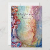 LADY OF LAKE , strahlend blaues, rosa metallisches Einladung (Rückseite)