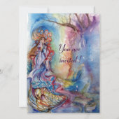 LADY OF LAKE , strahlend blaues, rosa metallisches Einladung (Vorderseite)