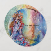 LADY OF LAKE strahlend, leuchtend blau, lila weiß Einladung (Vorne/Hinten)