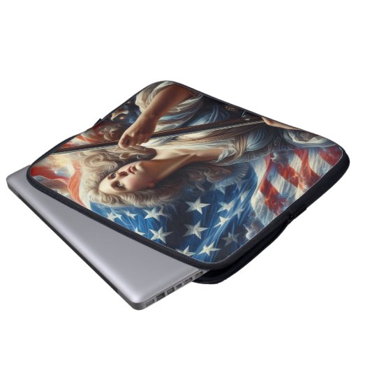 Lady of Liberty - Patriotismus Art Laptopschutzhülle (Vorne Knopf)