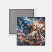 Lady of Liberty - Patriotismus Art Magnet (Vorderseite/Rückseite)