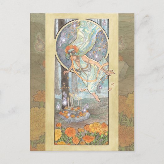 Lady of October Art Nouveau Birthstone Series Postkarte (Vorderseite)