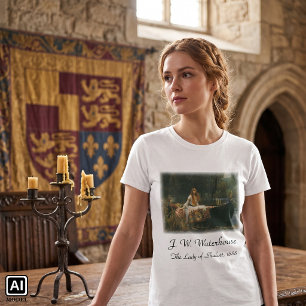 Lady of Shalott On Boat by John William Waterhouse T-Shirt