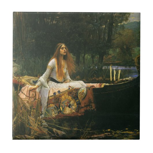 Lady of Shalott On Boat von John William Waterhous Fliese (Vorderseite)