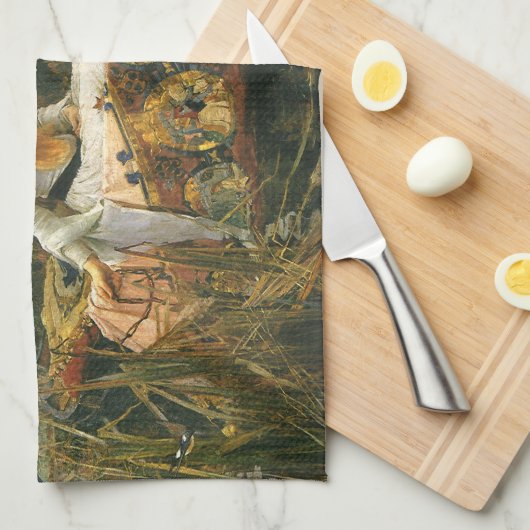 Lady of Shalott On Boat von John William Waterhous Geschirrtuch (Viertel Falte)