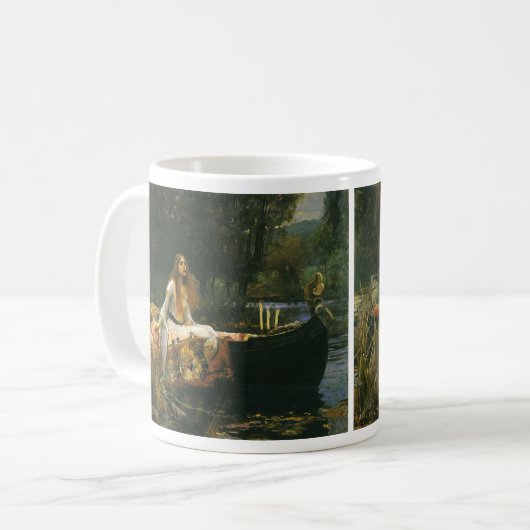 Lady of Shalott On Boat von John William Waterhous Kaffeetasse (Vorderseite Links)