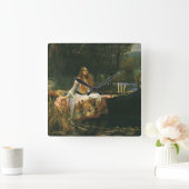 Lady of Shalott On Boat von John William Waterhous Quadratische Wanduhr (Zuhause)