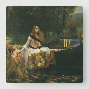 Lady of Shalott On Boat von John William Waterhous Quadratische Wanduhr