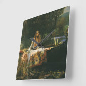 Lady of Shalott On Boat von John William Waterhous Quadratische Wanduhr (Winkel)
