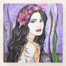 Lady of the Lake Fairy Tale Malerei Glasuntersetzer