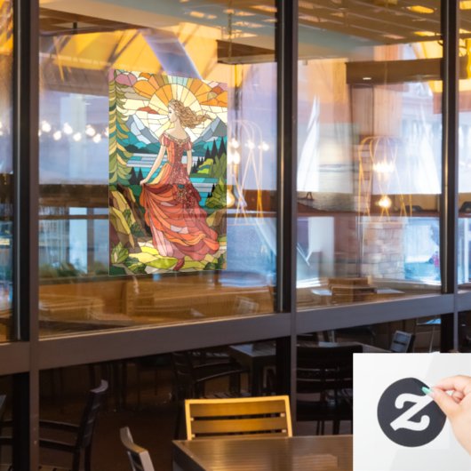 Lady of the Landschaftlich Vista: Festes Glas Eleg Fensteraufkleber (Restaurantfenster)