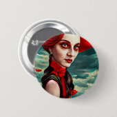 Lady of the Poppy Blume Fantasy Original Art Button (Vorne & Hinten)