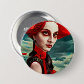 Lady of the Poppy Blume Fantasy Original Art Button (Vorne & Hinten)