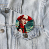 Lady of the Poppy Blume Fantasy Original Art Button (Beispiel)