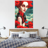 Lady of the Poppy Blume Fantasy Original Art Leinwanddruck (Insitu (Schlafzimmer))