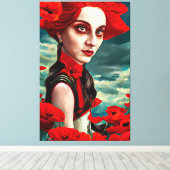 Lady of the Poppy Blume Fantasy Original Art Leinwanddruck (Insitu (Holzboden))